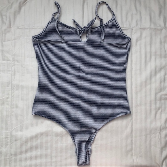 SOLD Garage White/Blue Striped Bodysuit - Picture 2 of 5